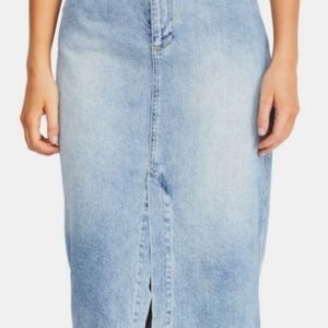 Free People Wilshire Denim Midi Skirt Size 25